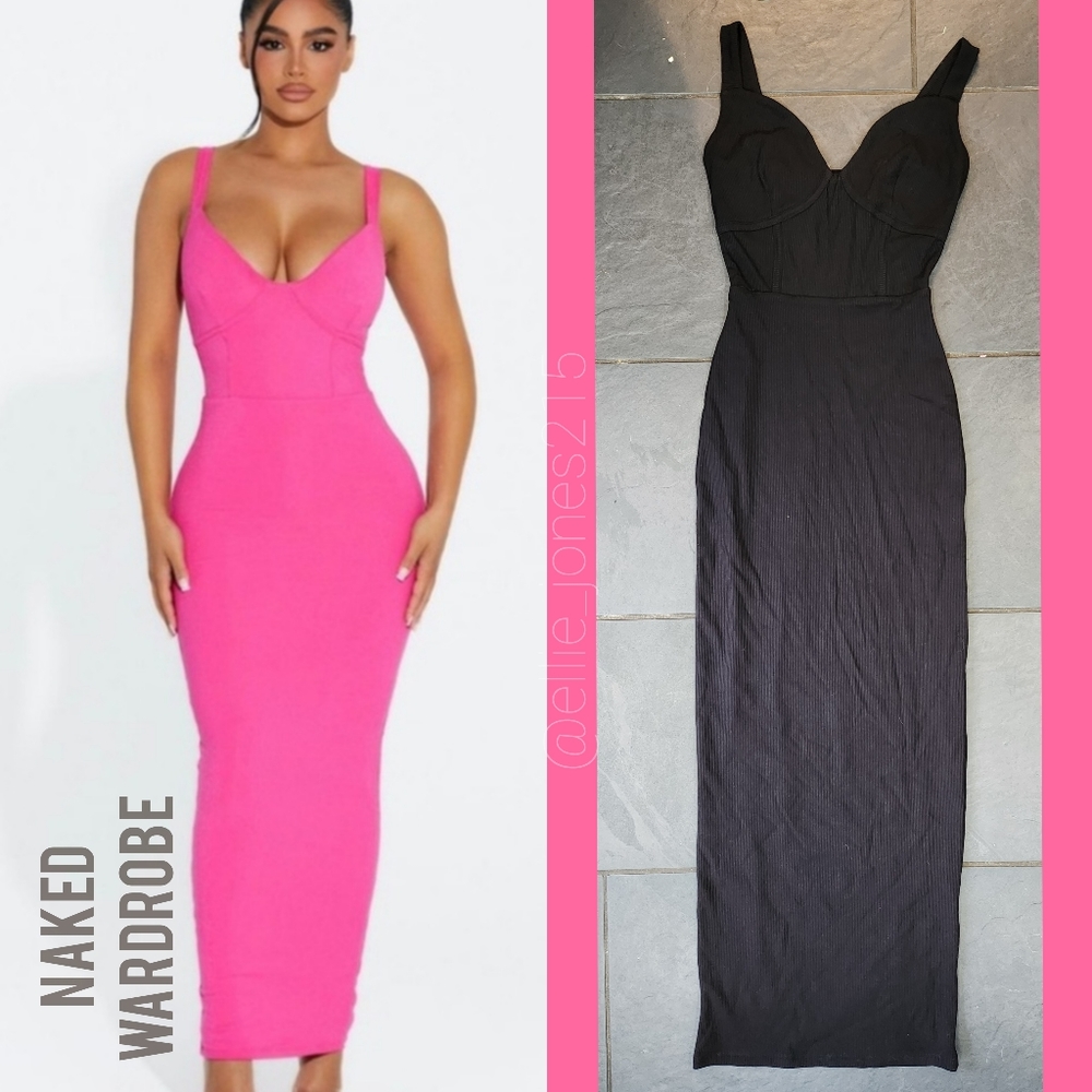 Naked Wardrobe Snatched Bustier Midi Dress - Black